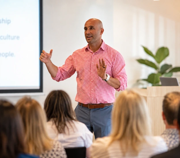 Marco Cirillo speaking at a leadership event
